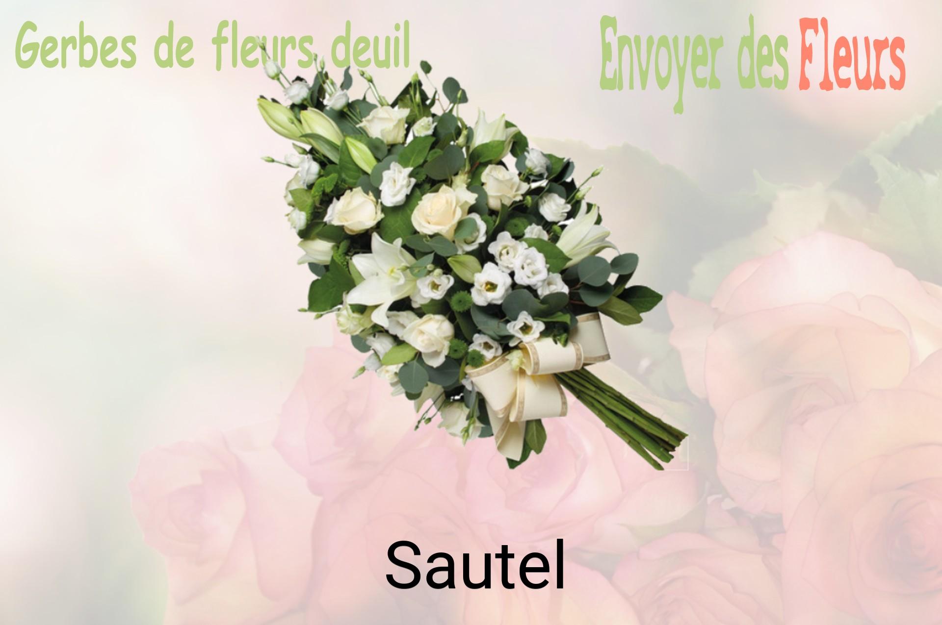 Gerbe de fleurs de deuil livrée à Sautel
